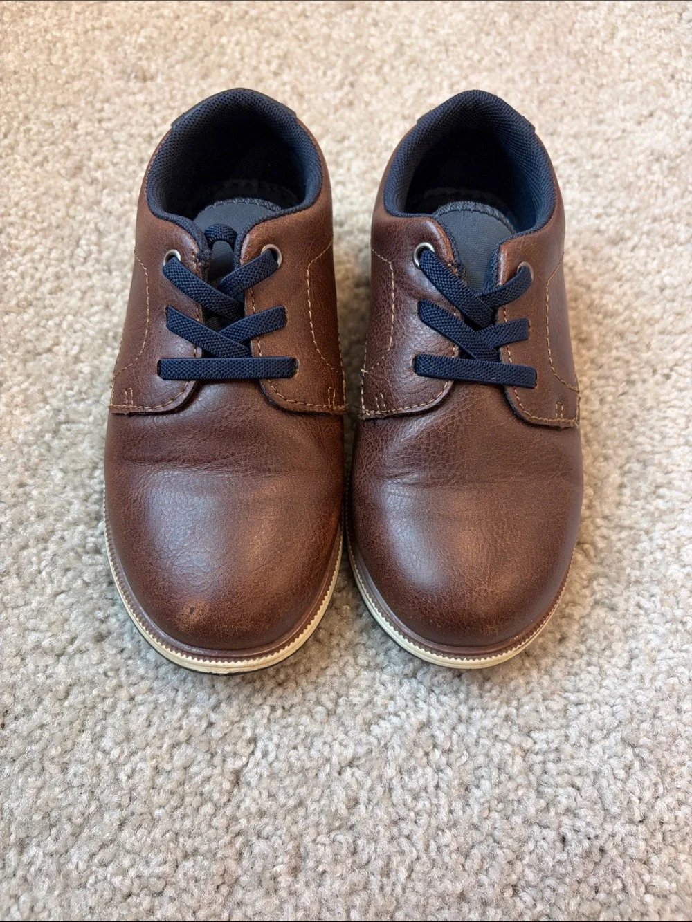 Mix No 6 Kids Brown Leather Casual Shoes with Navy Laces